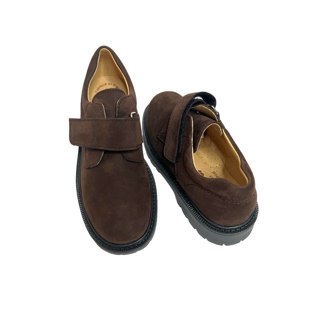 Aster Chocolate Brown Nubuck Suede Strap Shoes Sz 3 Boy